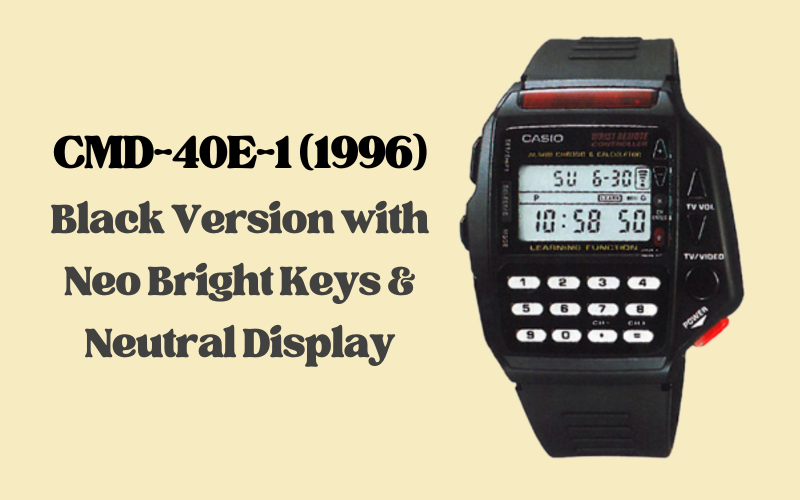 Casio CMD-40E-1 black version with Neo Bright keys and neutral LCD display from 1996
