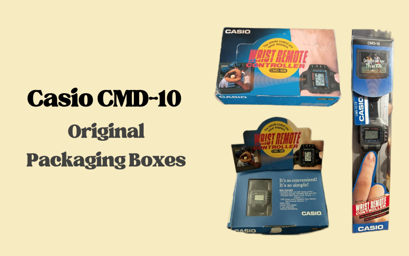 Casio CMD-10 original packaging boxes from the 1980s wrist remote controller watch