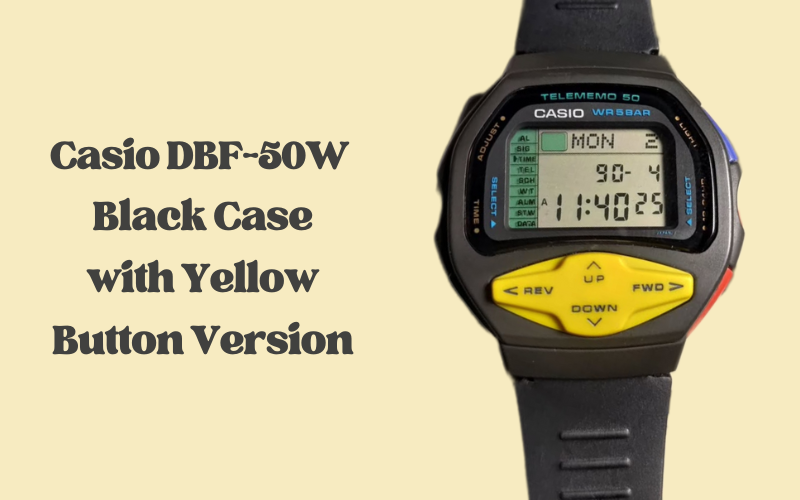 Casio DBF-50W wristwatch black case version with yellow navigation buttons