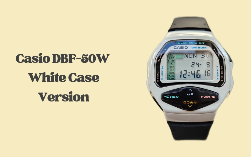 Casio DBF-50W wristwatch white case version with black strap