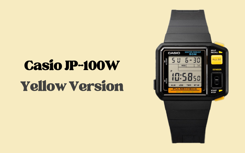 Casio JP-100W Pulsecheck yellow-accent version.