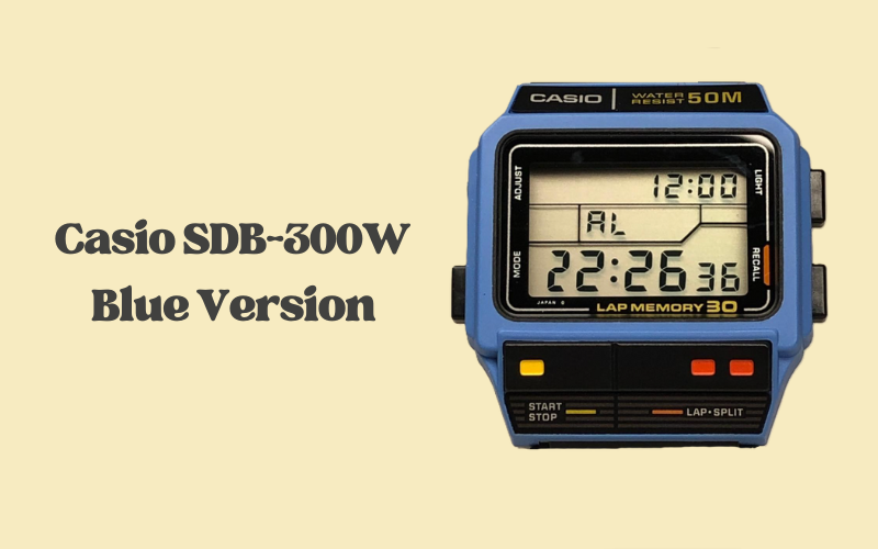 Casio SDB-300W blue version vintage digital watch with lap memory 30