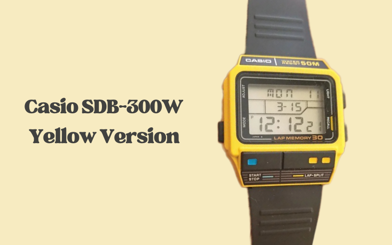 Casio SDB-300W yellow version digital watch with lap memory 30