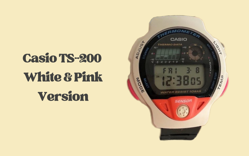 Casio TS-200 white resin version with pink accent buttons.