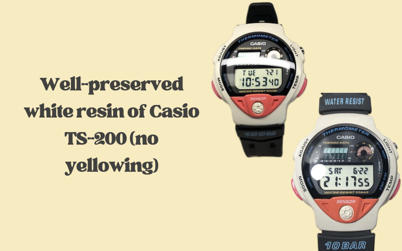 Casio TS-200 white resin model in excellent condition without yellowing.