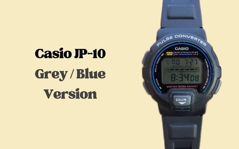 Casio JP-10 Pulse Converter grey and blue version vintage sports watch.