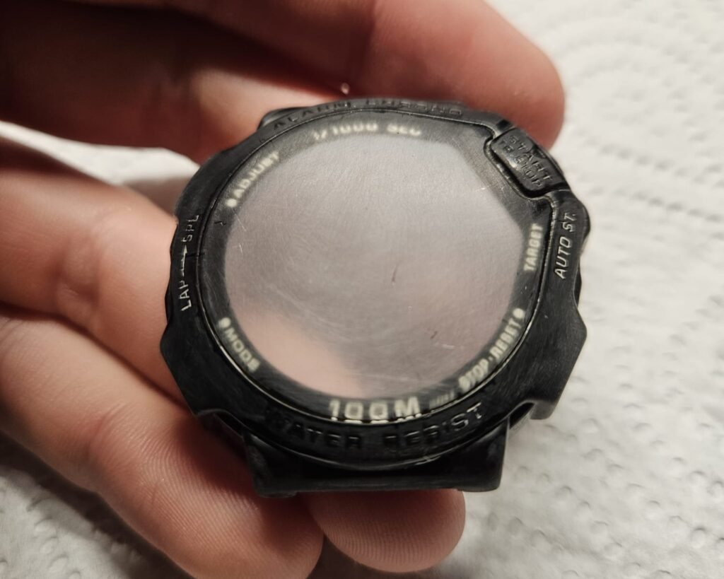 Casio STR-1000 watch case with cleaned and polished lens.