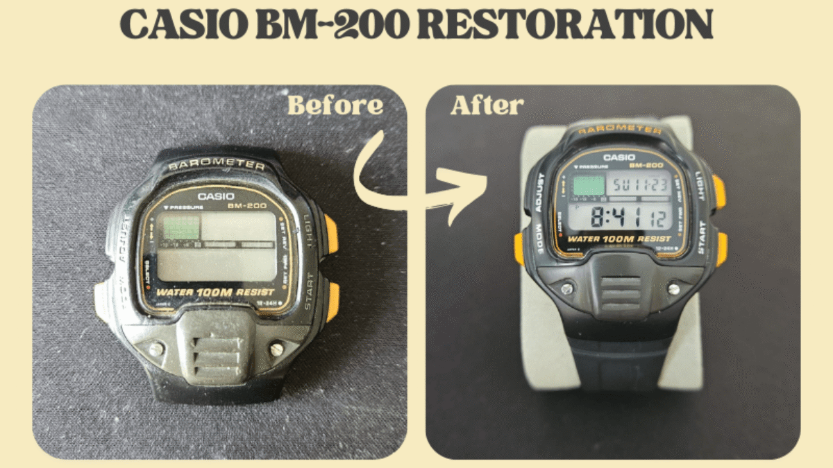 90's CASIO BM-200 バロメーター デジタル腕時計 CASIO-BM-200-RESTORATION-