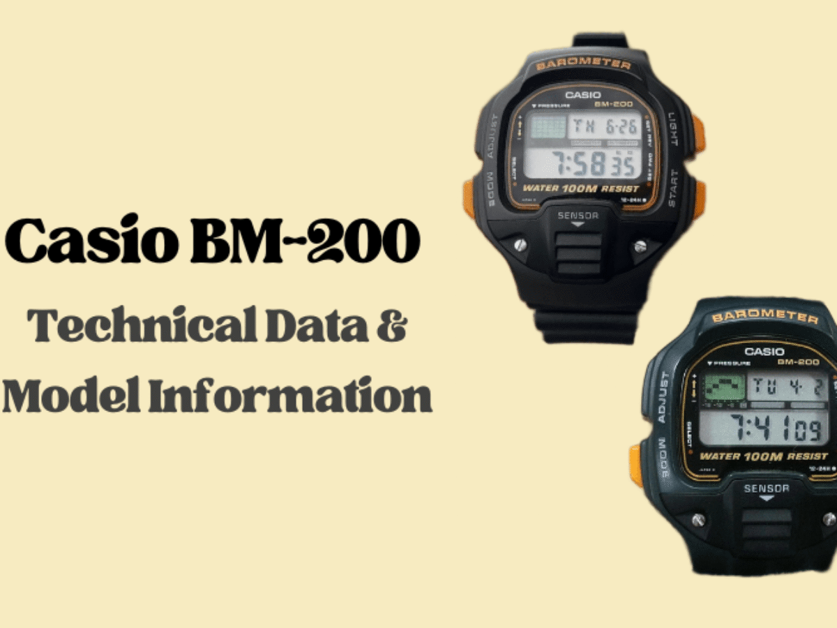 90's CASIO BM-200 バロメーター デジタル腕時計 Casio-BM-200-Technical-Data-