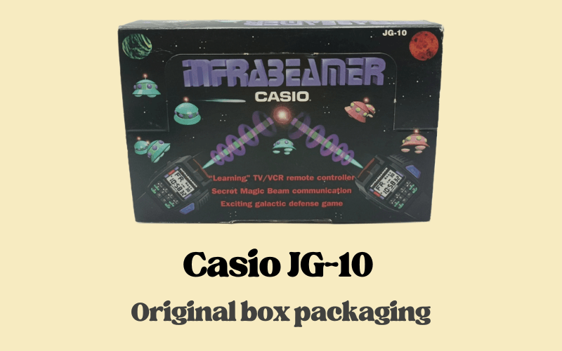 Front view of the Casio JG-10 Infrabeamer original retail box.