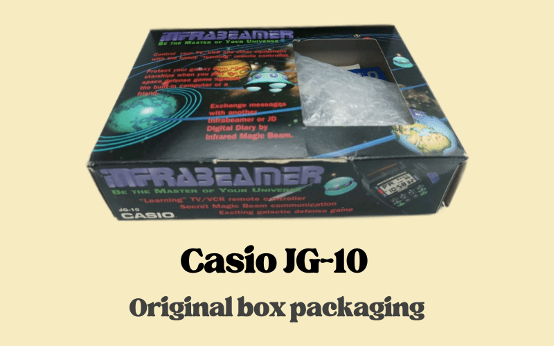 Casio JG-10 Infrabeamer box showing side panel and open top.