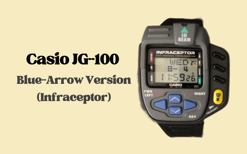 Casio JG-100 Infraceptor Blue-Arrow version with IR panel and blue control buttons.