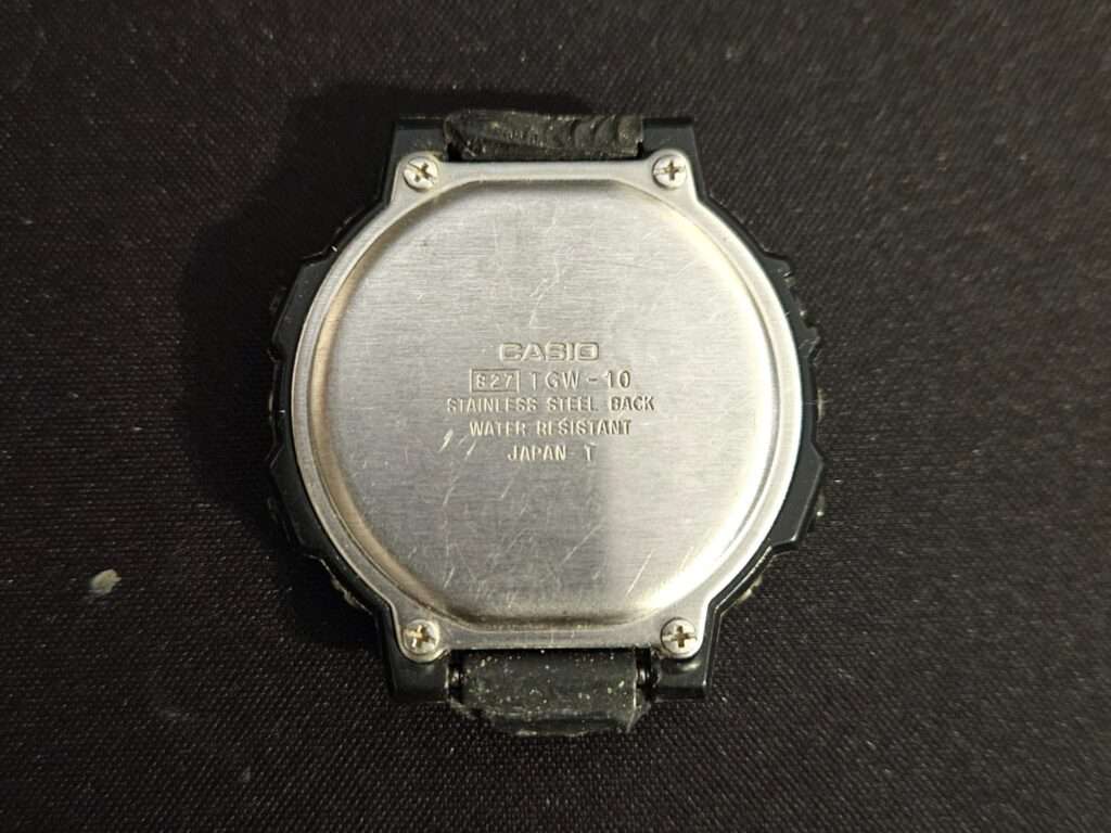 Casio TGW-10 stainless steel case back with engraved model details