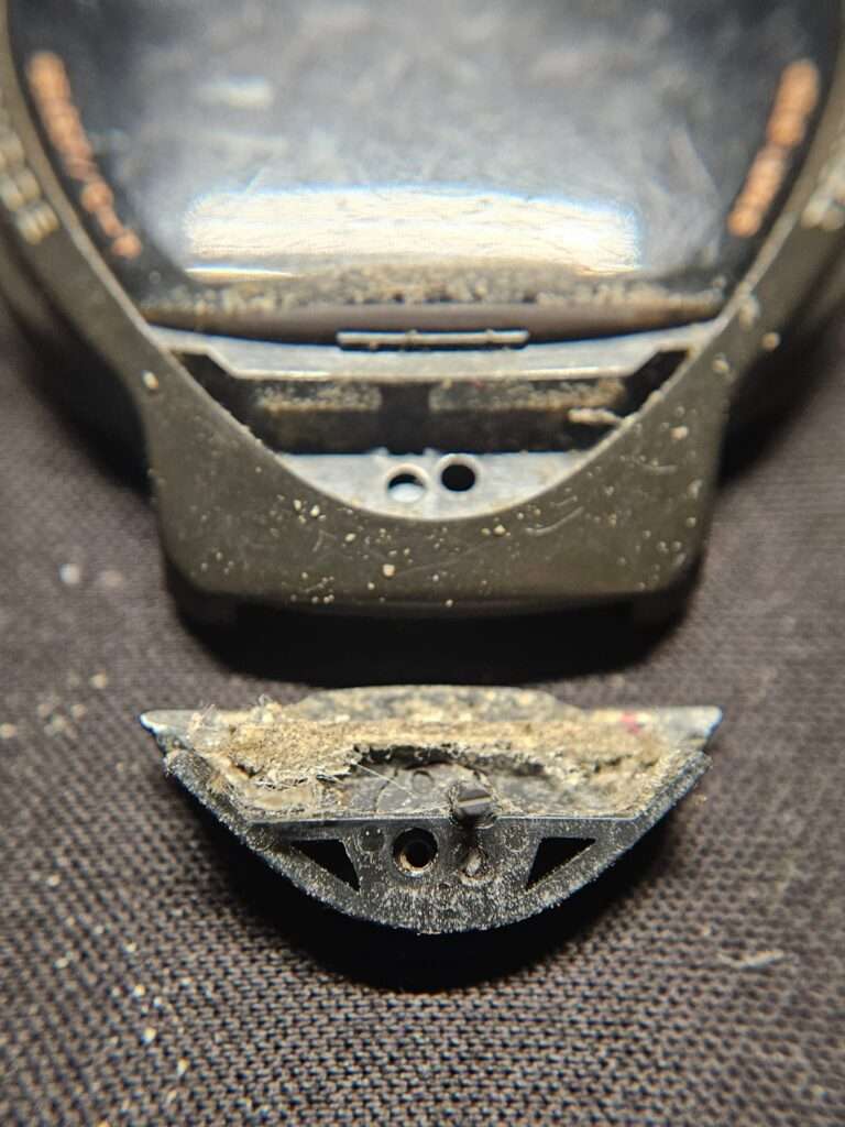 Casio TS-200 watch front after acrylic crystal sanding and polishing