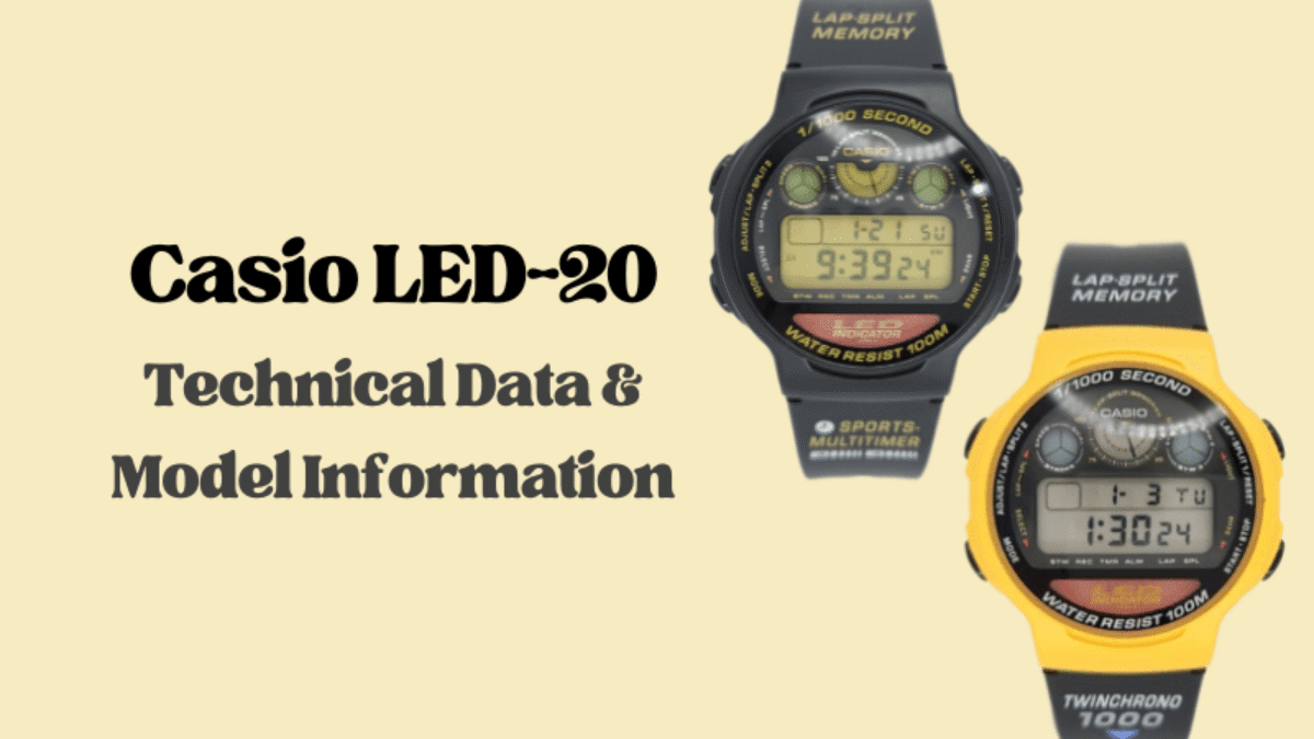 激レア　CASIO　LEDインジケーター　LED-20　ベルトなし Casio-LED-20-Technical-Data-